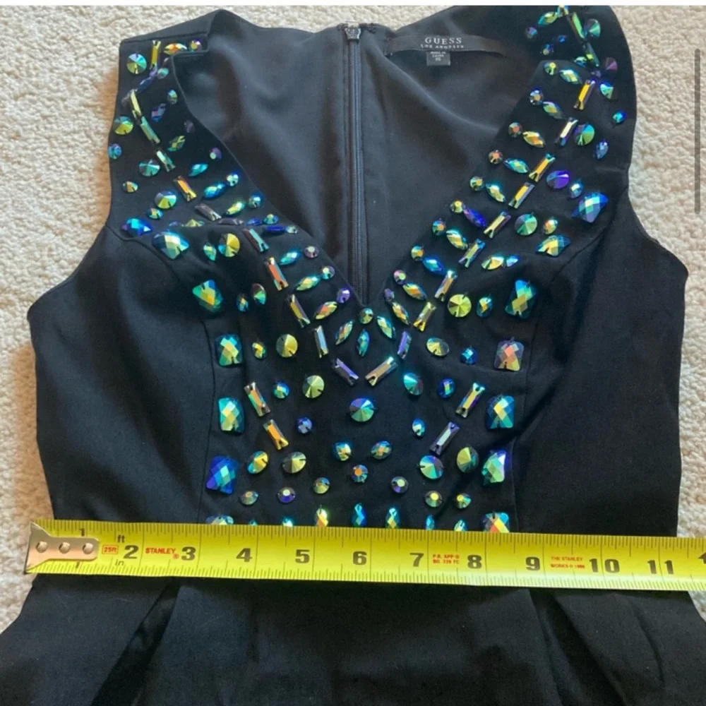 NWOT GUESS Black Dress with Blue Embellishments - Picture 7 of 9